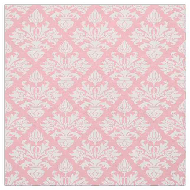 Tissu Motif Damas rose, blanc #3 Taille6 (Échantillon)