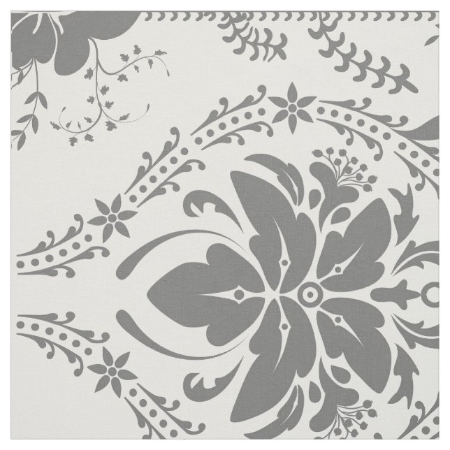 Tissu Motif Damask blanc et gris (Échantillon)