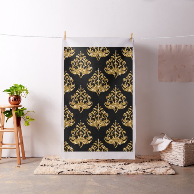 Tissu Motif damassé noir et or (In Situ)