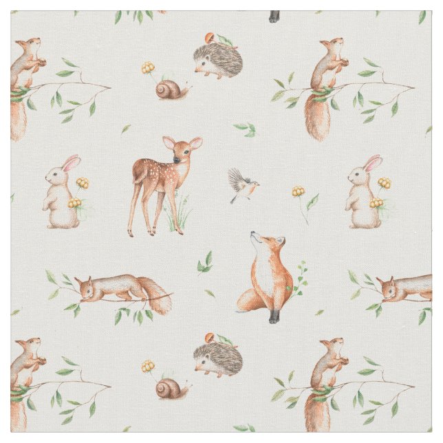 Tissu Motif d'amis animaux de bois mignon (Fermer)