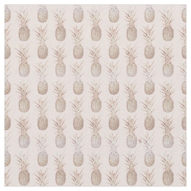 Tissu Motif d'ananas doré et broussailleux (Fermer)