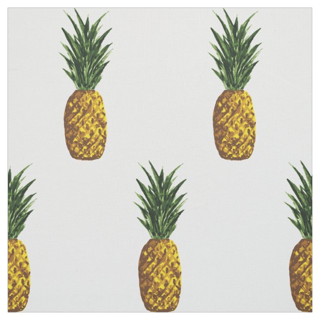 Tissu Motif d'ananas tropical blanc (Échantillon)