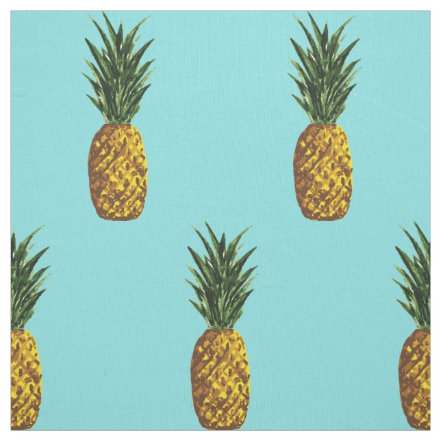 Tissu Motif d'ananas tropical Turquoise (Échantillon)