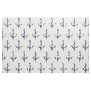 Tissu Motif d'Ancres nautiques de la Marine vintage