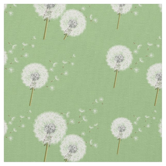 Tissu Motif Dandelion sur Arrière - plan vert (Fermer)