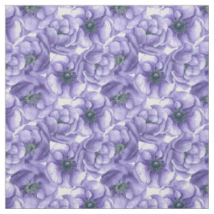 Tissu Motif d'aquarelle de fleurs d'anémone violet