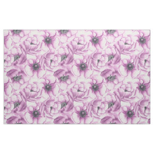Tissu Motif d'aquarelle des fleurs d'anémone