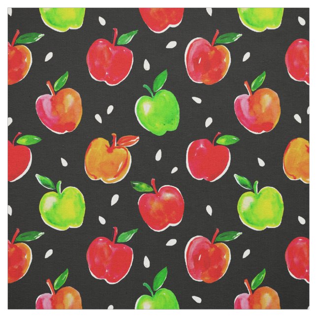 Tissu Motif d'aquarelle des pommes (Échantillon)