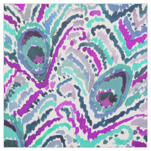 Tissu Motif d'aquarelle d'Ikat de paon