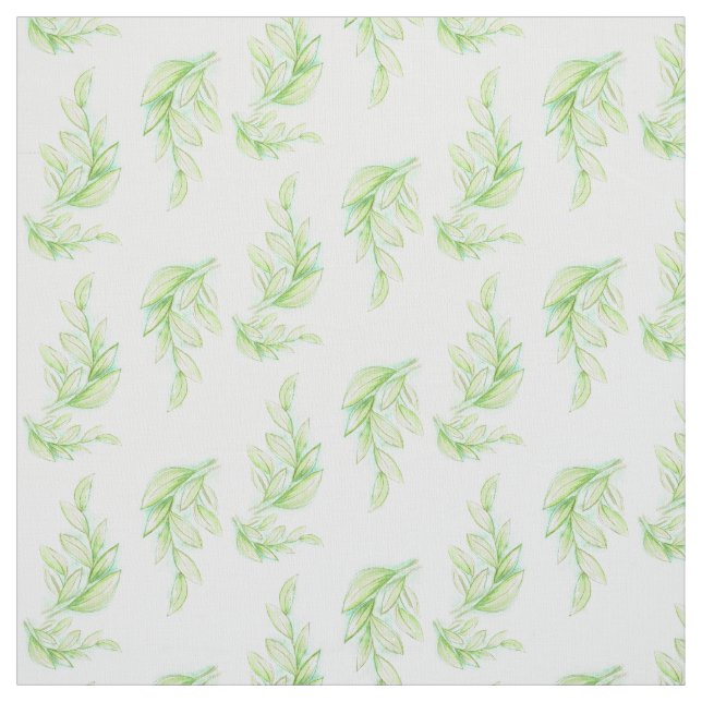 Tissu Motif d'aquarelle feuille vert printemps (Échantillon)