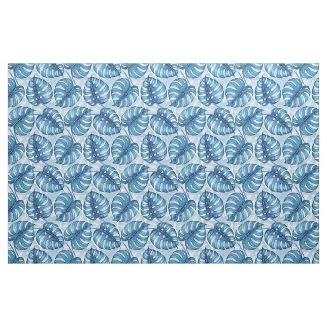 Tissu Motif d'aquarelle Monstera bleu (Fat Quarter)