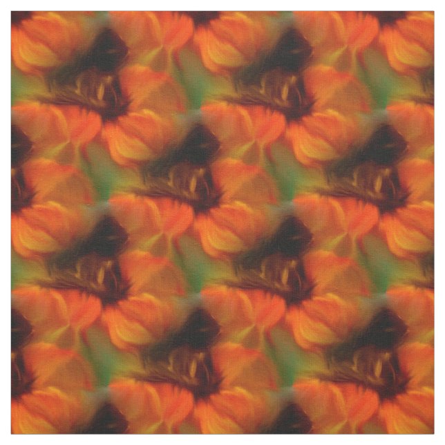 Tissu Motif D'Art Abstrait Orange Et Brown (Échantillon)