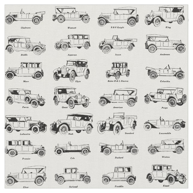 Tissu Motif d'art automobile vintage des années 1920 (Fermer)
