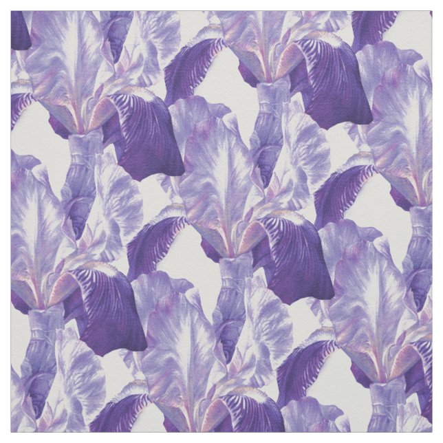 Tissu Motif d'art botanique en Iris violet (Échantillon)