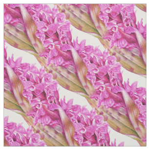 Tissu Motif d'art botanique violet orchidée