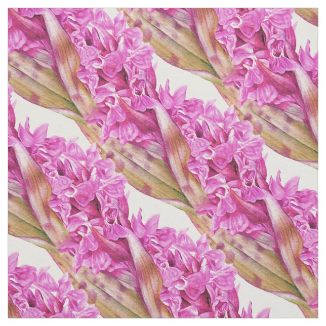 Tissu Motif d'art botanique violet orchidée (Échantillon)