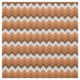 Tissu Motif d'art Brown Burange White Ikat Zigzag