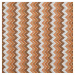 Tissu Motif d'art Brown Burange White Ikat Zigzag