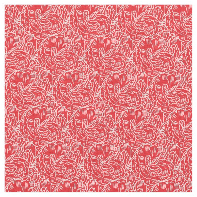 Tissu Motif d'art de fleurs carnation rouge graphique (Fermer)