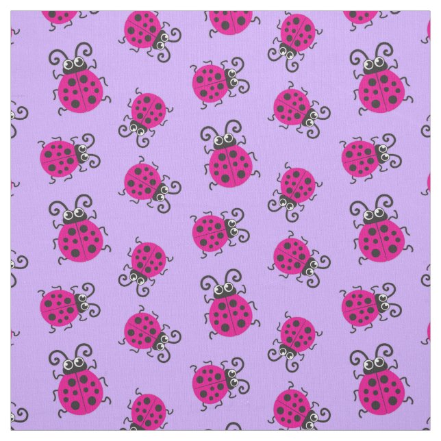 Tissu Motif d'art graphique ladybugs rose (Échantillon)