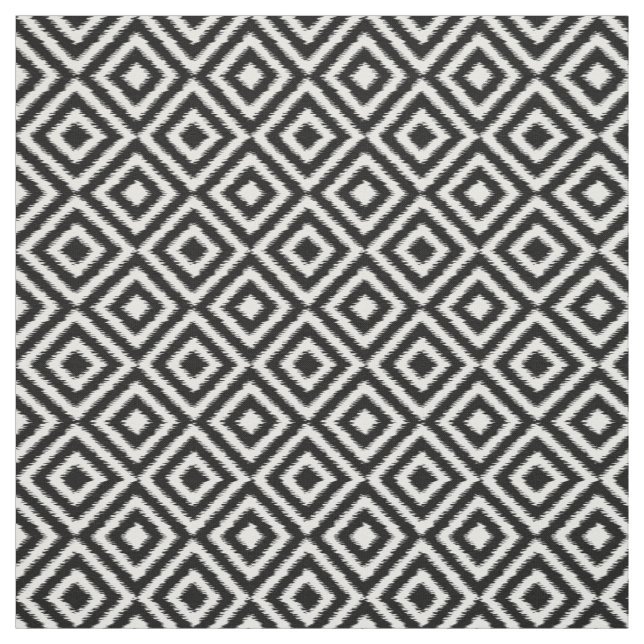 Tissu Motif D'Art Mosaïque Carré Ikat Noir Et Blanc (Échantillon)