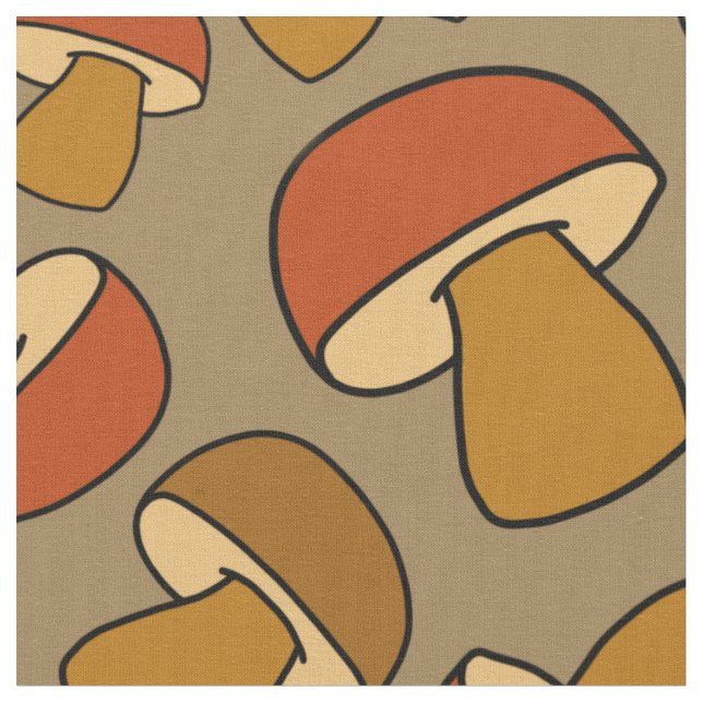 Tissu Motif d'automne du champignon Porcino (Fermer)