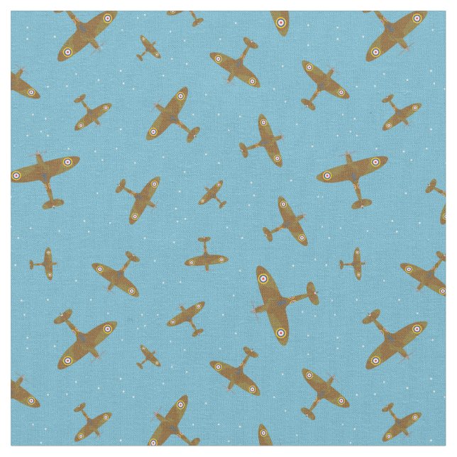 Tissu Motif d'avion Spitfire en bleu clair (Fermer)