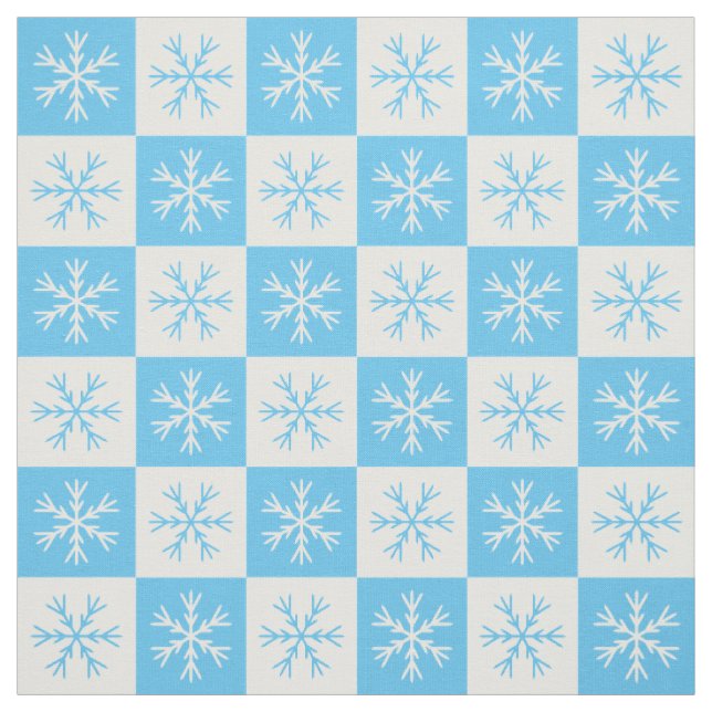 Tissu Motif de À damiers de neige blanc bleu clair (Échantillon)