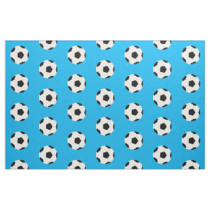 Tissu Motif de balles de football sur Bleu Bleu Lumineux