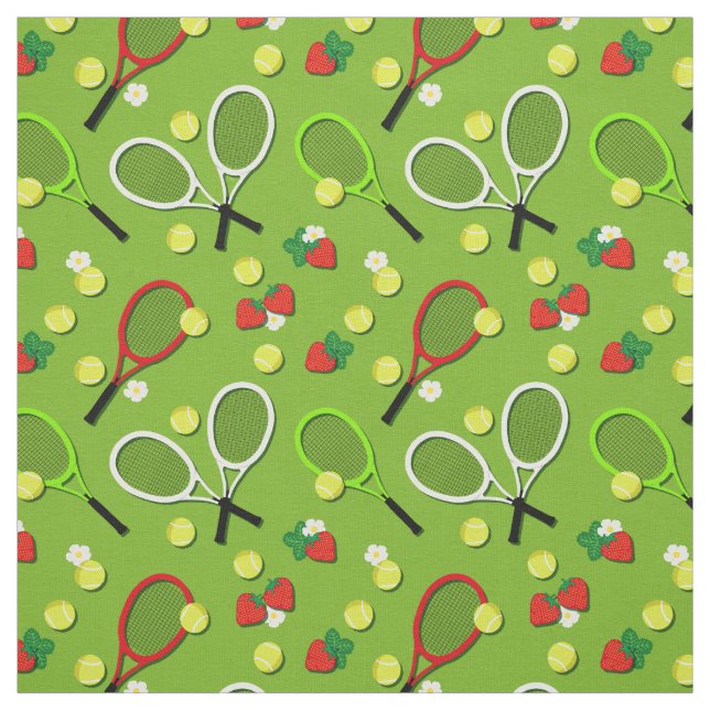 Tissu Motif de balles et raquettes de tennis sportives (Échantillon)