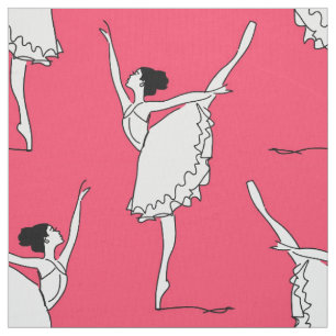 Tissu Motif de ballet rose blanc   Danse