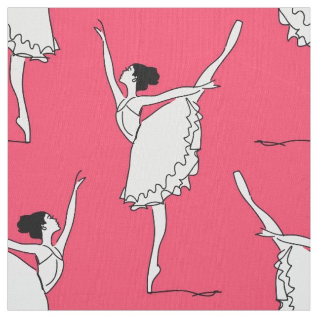 Tissu Motif de ballet rose blanc | Danse (Échantillon)