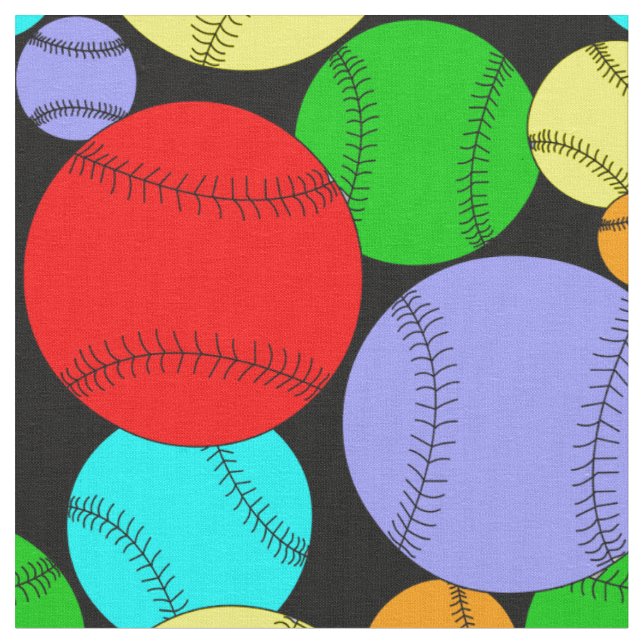 Tissu Motif de baseball coloré (Fermer)