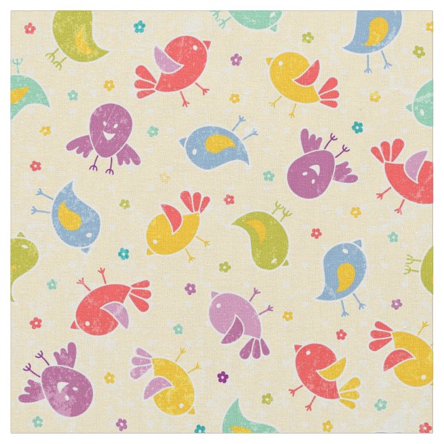Tissu Motif de bébé avec les oiseaux mignons (Fermer)