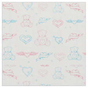 Tissu motif de bébé avec l'ours de nounours