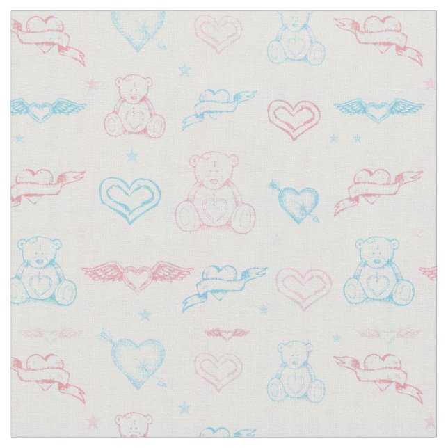 Tissu motif de bébé avec l'ours de nounours (Fermer)