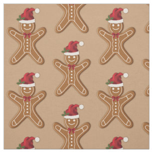 Tissu Motif de biscuit de Noël au gingembre festif
