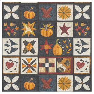 Tissu Motif de bloc de surface d'automne   Récolte rusti