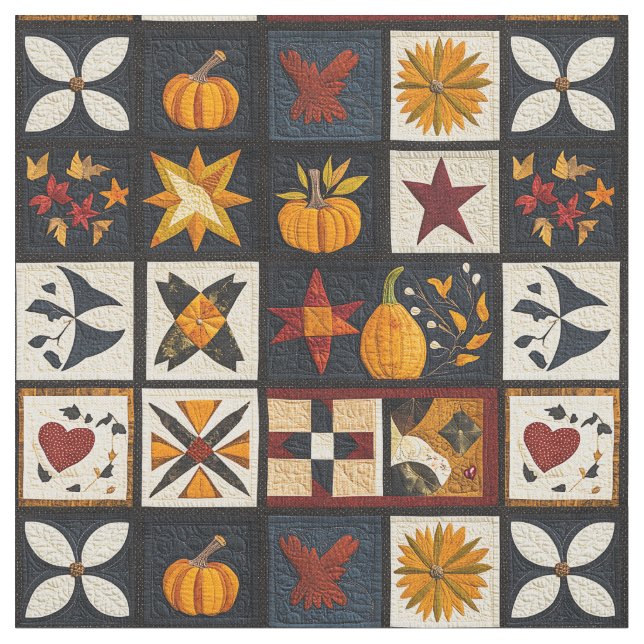 Tissu Motif de bloc de surface d'automne | Récolte rusti (Fermer)