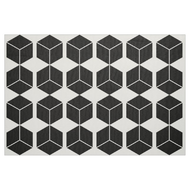Tissu Motif de bloc - Noir sur blanc (Fat Quarter)