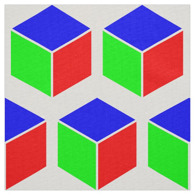 Tissu Motif de bloc - rouge, vert et bleu (Échantillon)