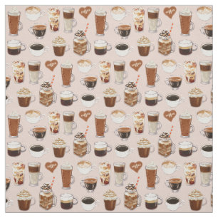 Tissu Motif de boissons et de desserts de café