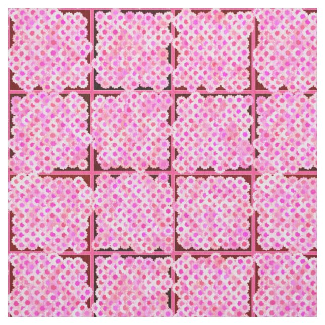 Tissu Motif de boîte à fleurs, nuances de rose (Échantillon)