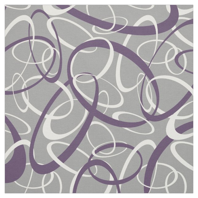 Tissu motif de boucles géométriques violet gris (Échantillon)