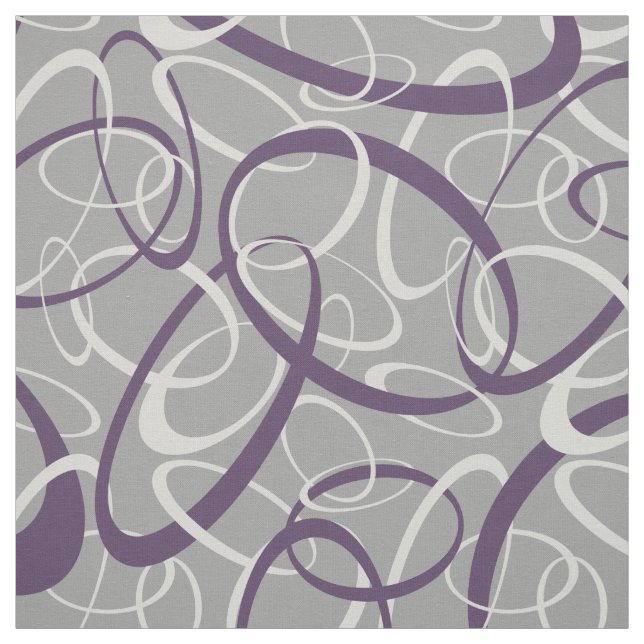 Tissu motif de boucles géométriques violet gris clair (Échantillon)