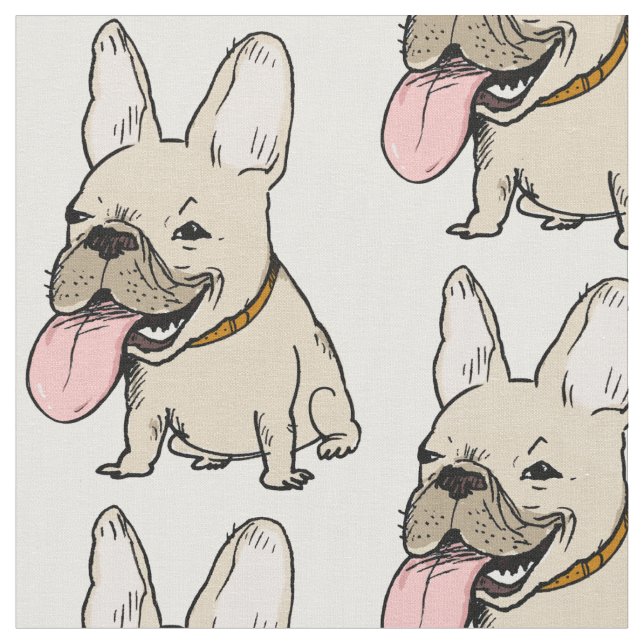 Tissu Motif de bouledogues français (Fermer)