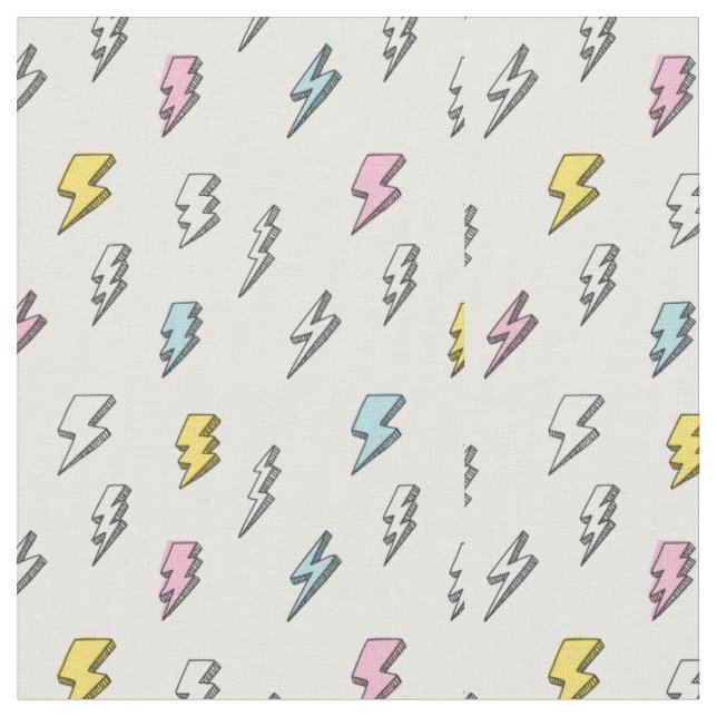 Tissu Motif de boulon de foudre à doodle mignon (Fermer)