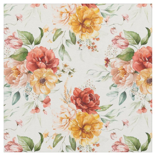 Tissu Motif de bouquet de fleurs Red Peony (Fermer)