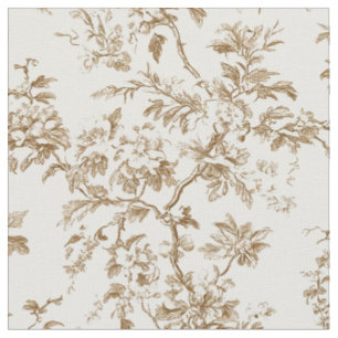 Tissu Motif de branche botanique beige