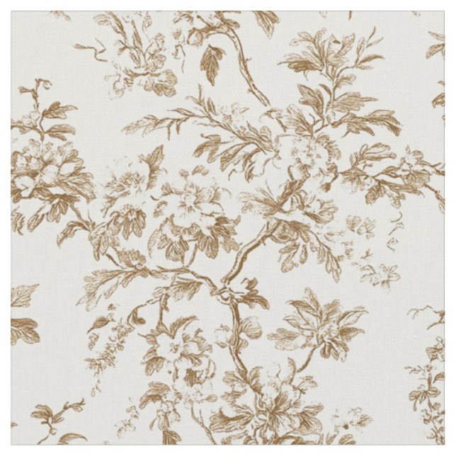 Tissu Motif de branche botanique beige (Fermer)